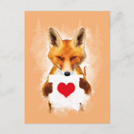 Postal Fox sosteniendo un corazón - ¡Te amo!
