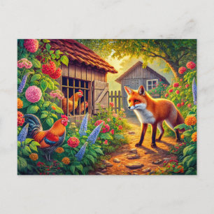 Postal Fox visitando el gallinero