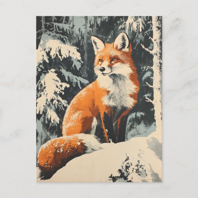 Postal Fox Winter vintage (Anverso)