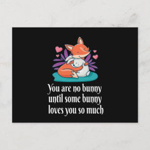 Postal Fox Y Bunny Pareja Aman Amigos De La Paz