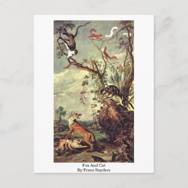 Postal Fox Y Cat De Frans Snyders (Anverso)