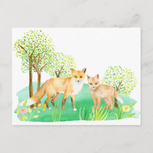 Postal Fox y kit de acuarela