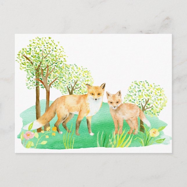 Postal Fox y kit de acuarela (Anverso)