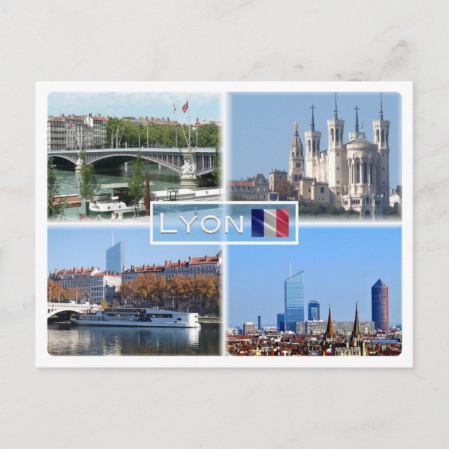 Postal FR Lyon - Pont Lafayette - Basílica de Fourviere - (Anverso)