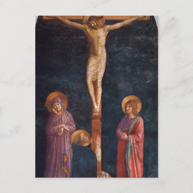 Postal Fra Angelico- Crucifixión con Santo Domingo (Anverso)