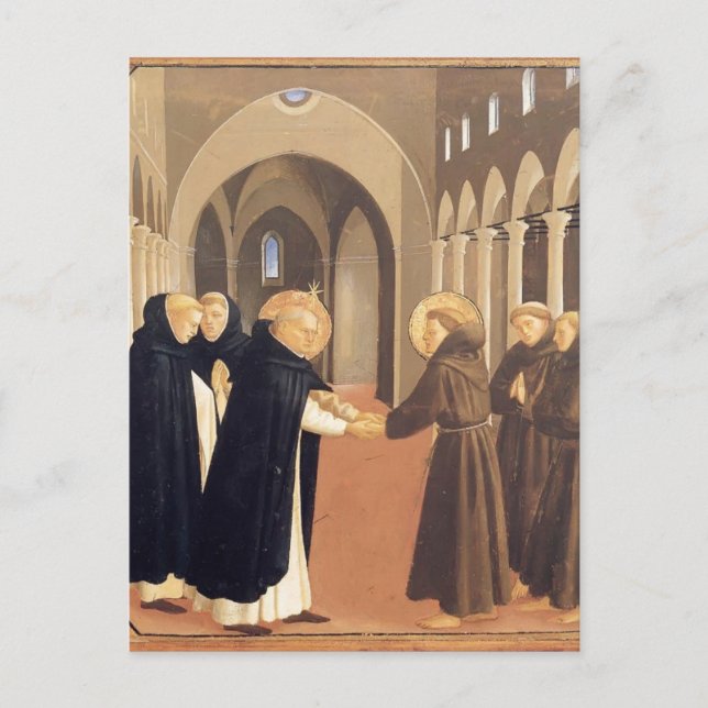 Postal Fra Angelico-Meeting de Sts. Dominic y Francis (Anverso)