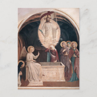 Postal Fra Angelico-Resurrección de Cristo, mujeres en la