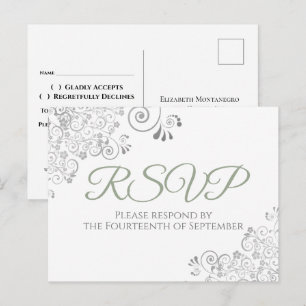 Postal Fracasos plateados simple Moda Sage Green Wedding 