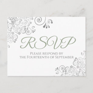 Postal Fracasos plateados simple Moda Sage Green Wedding 