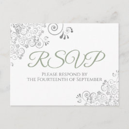 Postal Fracasos plateados simple Moda Sage Green Wedding