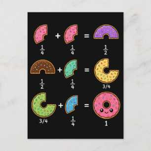 Postal Fracciones de Donut Humor de Aprendizaje de Matemá