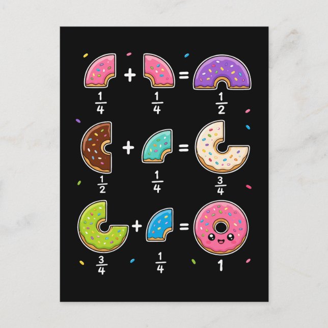 Postal Fracciones de Donut Humor de Aprendizaje de Matemá (Anverso)