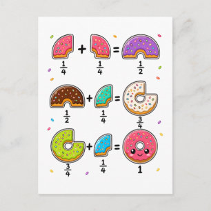 Postal Fracciones de Donut Humor de Aprendizaje de Matemá