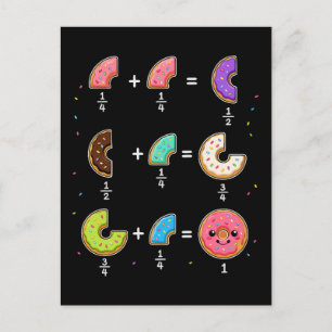 Postal Fracciones de Donut Humor de Aprendizaje de Matemá