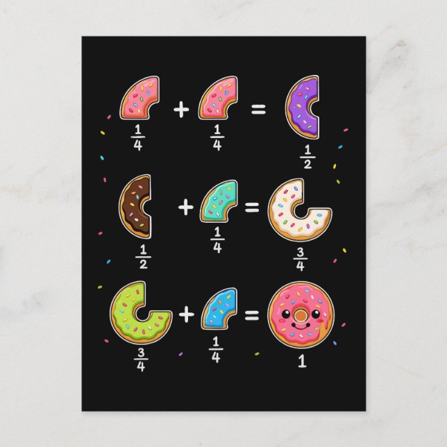 Postal Fracciones de Donut Humor de Aprendizaje de Matemá (Anverso)