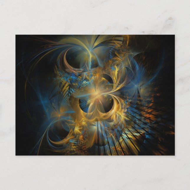 Postal Fractal azul y oro (Anverso)