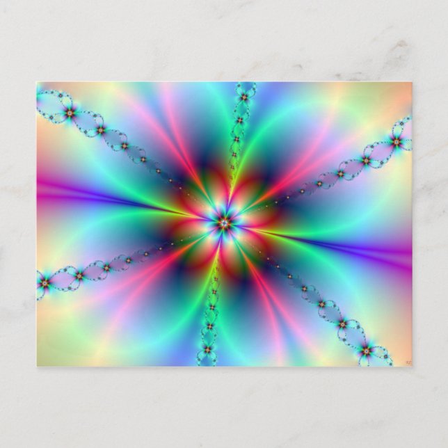 Postal Fractal de alimentación de flor (Anverso)