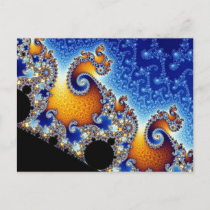 Postal Fractal de doble espiral azul de Mandelbrot