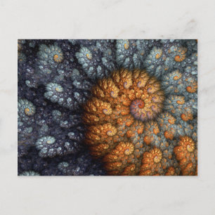 Postal Fractal de espiral azul y dorada "Taiyou"
