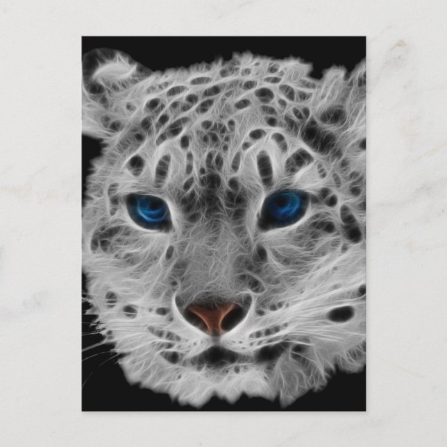 Postal Fractal de leopardo de la nieve (Anverso)