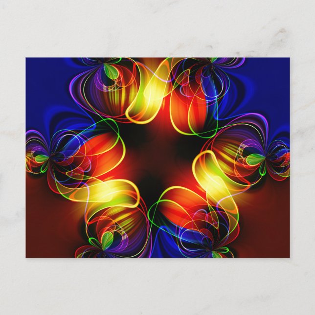 Postal Fractal de luces de neón (Anverso)