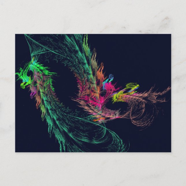 Postal Fractal - Dragón alado (Anverso)