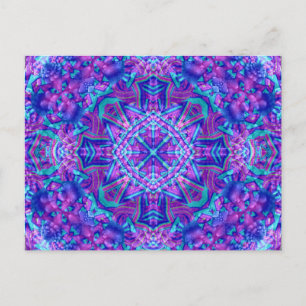 Postal Fractal Kaleidoscope púrpura y azul