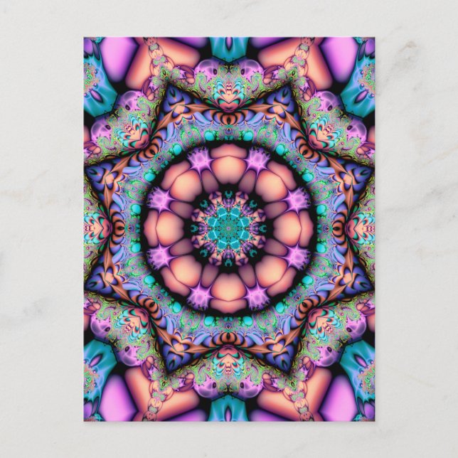 Postal Fractal Mandala Floral Psicodelia (Anverso)