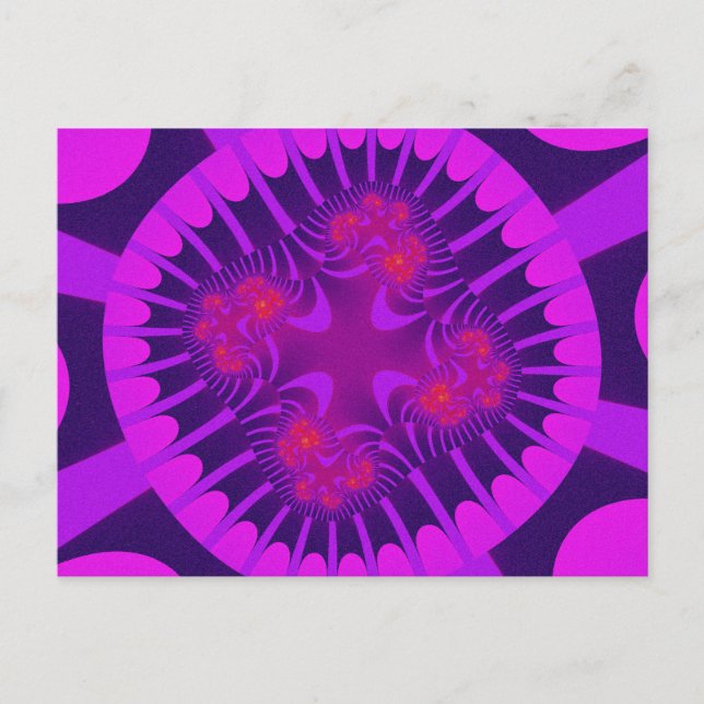 Postal Fractal Morado y Rosa Colorido (Anverso)