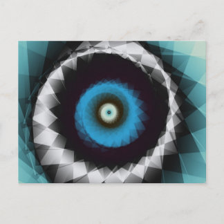 Postal Fractal Psicodélico Plateado Y Azul Trippy