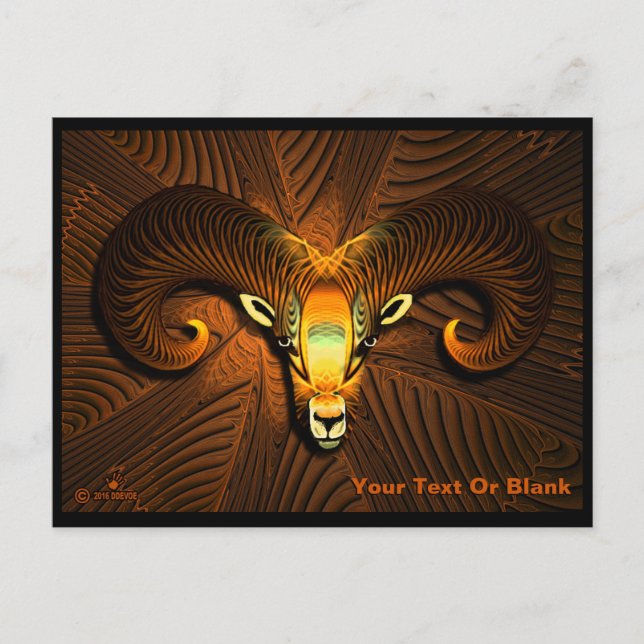 Postal Fractal Ram's Head (Anverso)