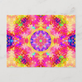 Postal Fractal rosa y amarillo Kaleidoscopio