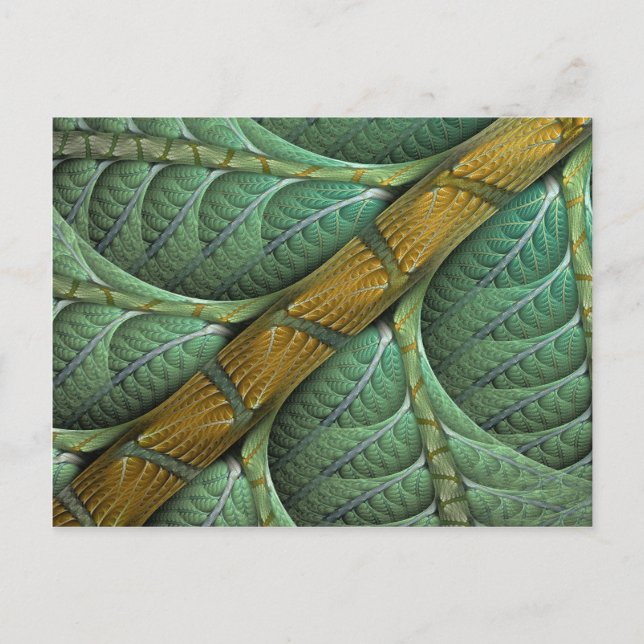 Postal Fractal verde orgánico "ramificado" (Anverso)
