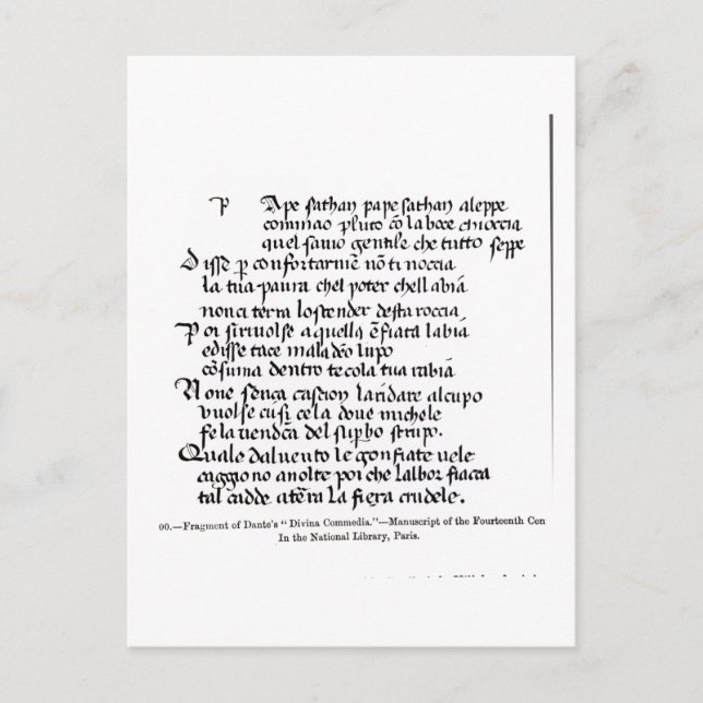 Postal Fragmento de Dante 'Divina Commedia' (Anverso)