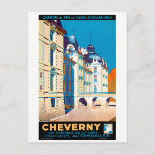 Postal France Cheverny Poster de Viajes Vintage Restaurad