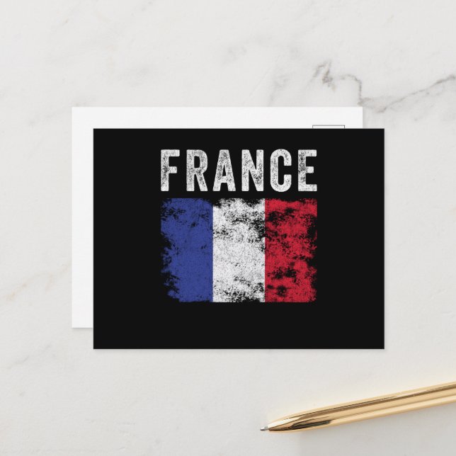 Postal France Flag Distressed - French Flag (Anverso/Reverso In Situ)