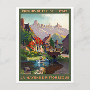 Postal France Mayenne Restauró Poster de Viajes Vintage