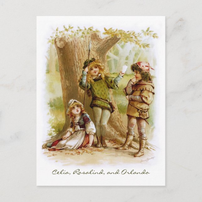 Postal Frances Brundage: Celia, Rosalind y Orlando (Anverso)