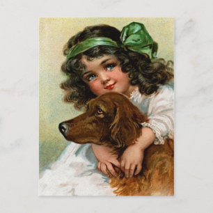 Postal Frances Brundage: Chica con perro