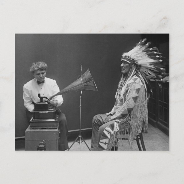 Postal Frances Densmore Audio Recording Blackfoot Chief (Anverso)