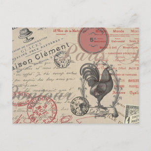Postal Francés vintage que escribe París tipografía de ga