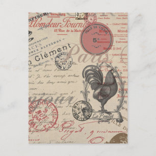 Postal Francés vintage que escribe París tipografía de ga