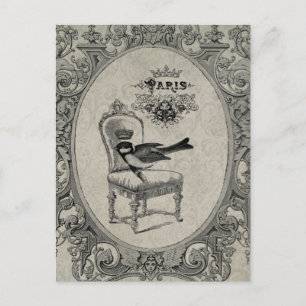 Postal francesa de la silla del vintage