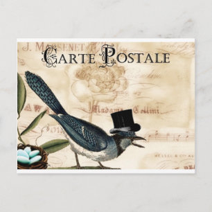Postal francesa del Bluebird del ciervo del top