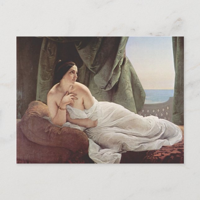 Postal Francesco Hayez - Reclinación de la odalisca (Anverso)