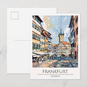 Postal Fráncfort Alemania Arte Ilustración Viaje