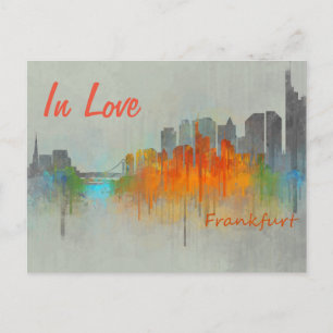 Postal Fráncfort Alemania City Watercolor Skyline
