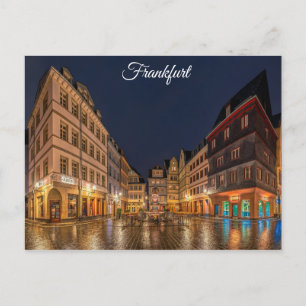 Postal Fráncfort Alemania, foto de viaje nocturno
