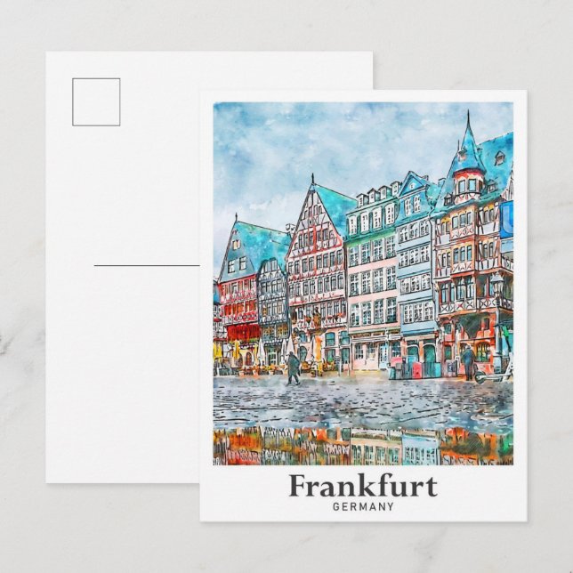 Postal Fráncfort Alemania Mano de agua para viajes (Anverso / Reverso)
