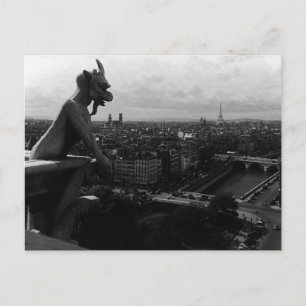 Postal Francia antigua París Catedral de Notre Dame diabl